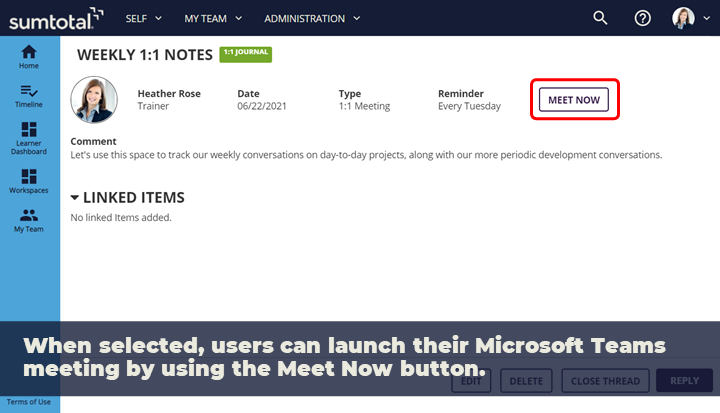 When selected, users can launch their Microsoft Teams meeting by using the Meet Now button